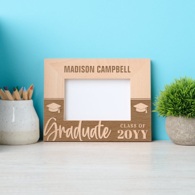 Personalized Modern Graduate Typography Graduation Engraved Frames (Front)