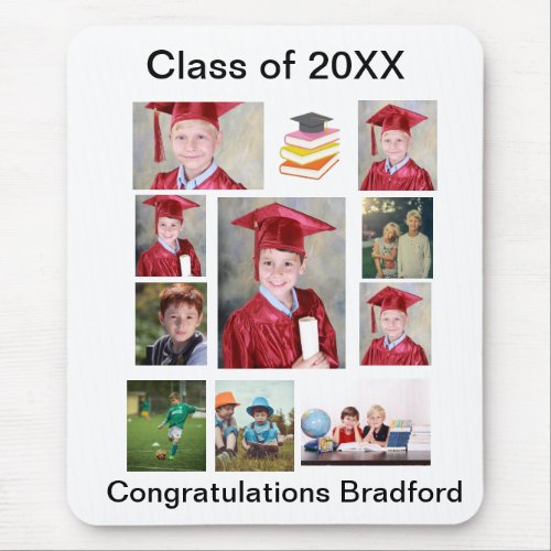 Personalized Modern Graduation 11 Photo Collage Mouse Pad