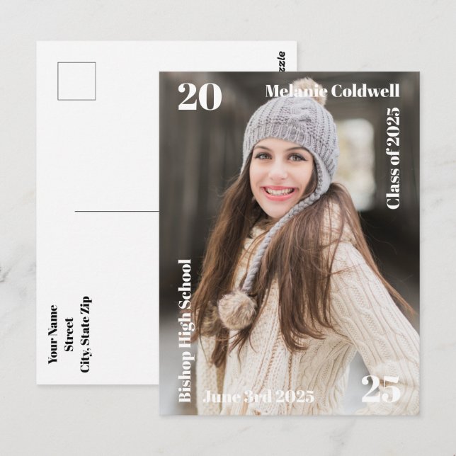 Personalized Modern Graduation Announcement Postcard (Front/Back)