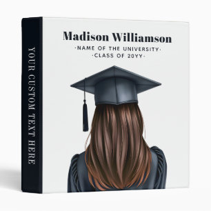 Personalized Modern Graduation Female Graduate 3 Ring Binder