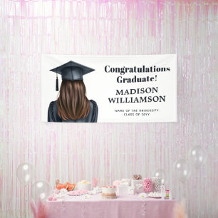 Personalized Modern Graduation Female Graduate Banner