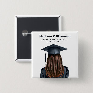 Personalized Modern Graduation Female Graduate Button