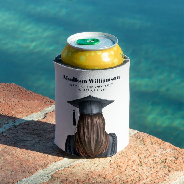 Personalized Modern Graduation Female Graduate Can Cooler (In Situ Pool)