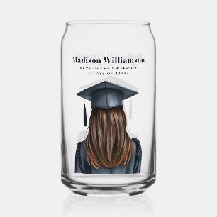 Personalized Modern Graduation Female Graduate Can Glass