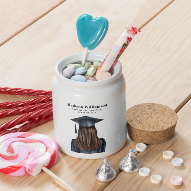Personalized Modern Graduation Female Graduate Candy Jar (In Situ)