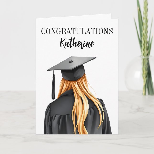 Personalized Modern Graduation Female Graduate Card (Front)