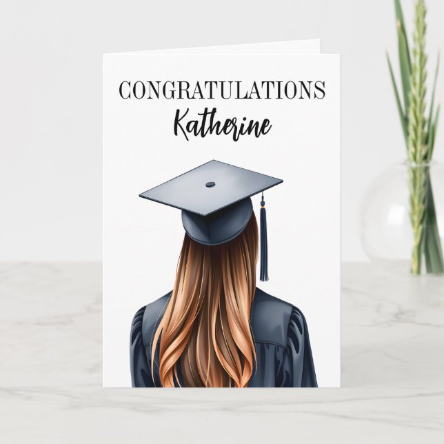 Personalized Modern Graduation Female Graduate Card (Front)