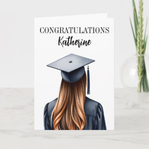 Personalized Modern Graduation Female Graduate Card