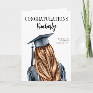 Personalized Modern Graduation Female Graduate Card