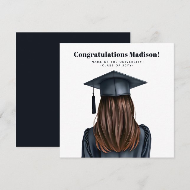 Personalized Modern Graduation Female Graduate Card (Front/Back)