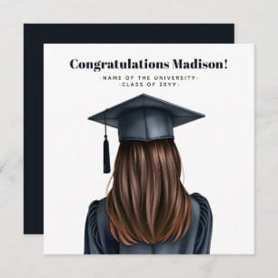 Personalized Modern Graduation Female Graduate Card