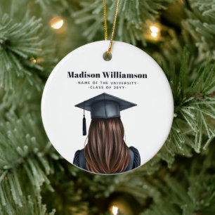 Personalized Modern Graduation Female Graduate Ceramic Ornament