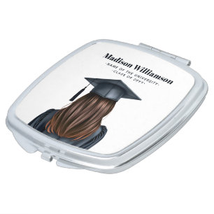 Personalized Modern Graduation Female Graduate Compact Mirror