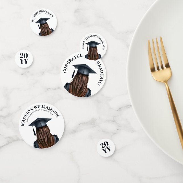 Personalized Modern Graduation Female Graduate Confetti (Group)