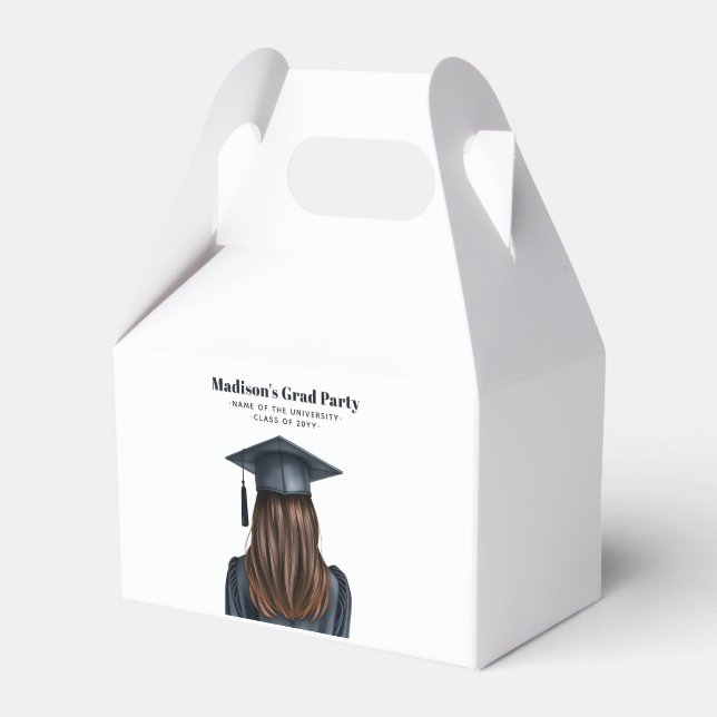 Personalized Modern Graduation Female Graduate Favor Boxes (Front Side)