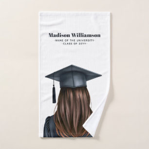 Personalized Modern Graduation Female Graduate Hand Towel