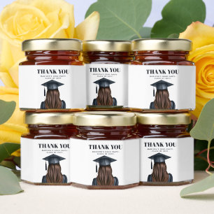 Personalized Modern Graduation Female Graduate Honey Jar Favors