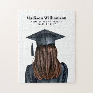 Personalized Modern Graduation Female Graduate Jigsaw Puzzle