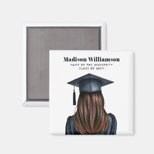 Personalized Modern Graduation Female Graduate Magnet
