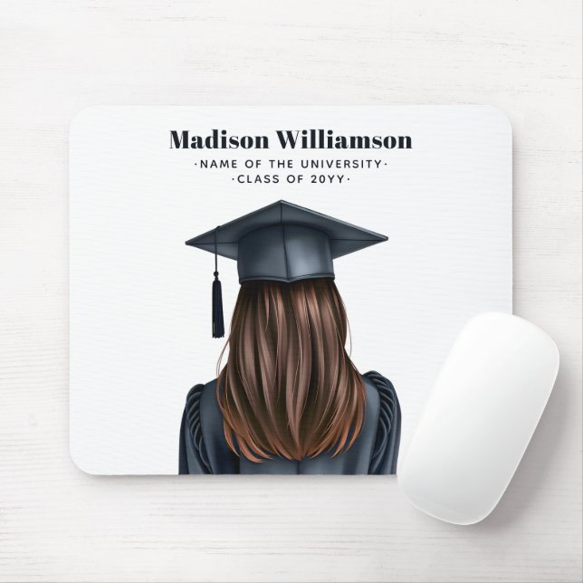 Personalized Modern Graduation Female Graduate Mouse Pad (With Mouse)