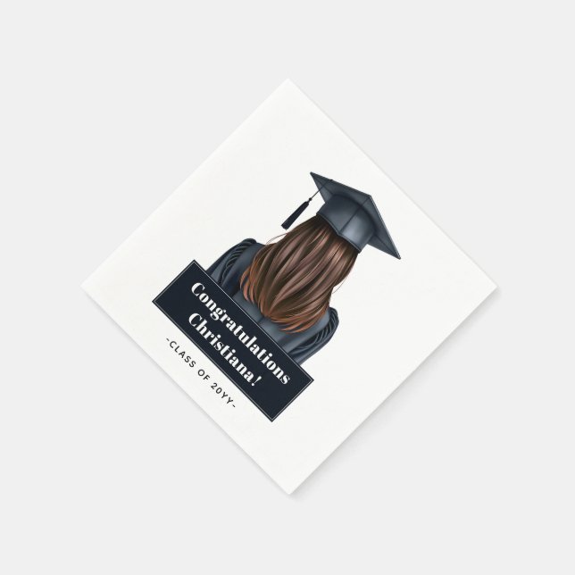 Personalized Modern Graduation Female Graduate Napkins (Corner)