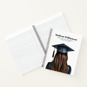 Personalized Modern Graduation Female Graduate Notebook