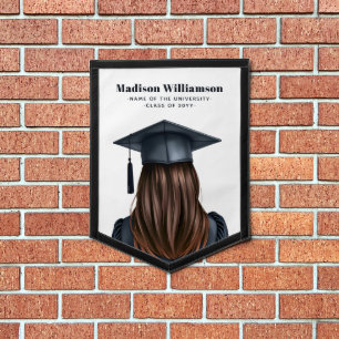 Personalized Modern Graduation Female Graduate Pennant