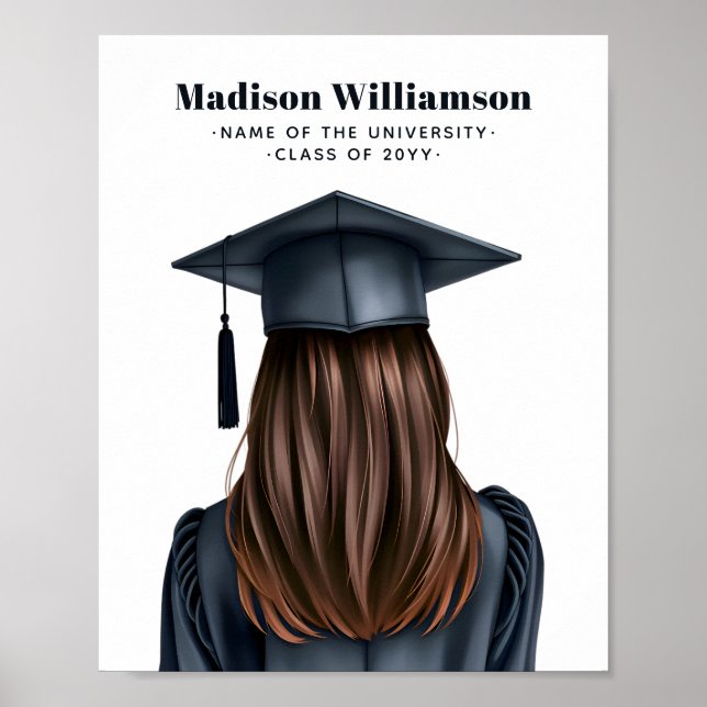 Personalized Modern Graduation Female Graduate Poster (Front)