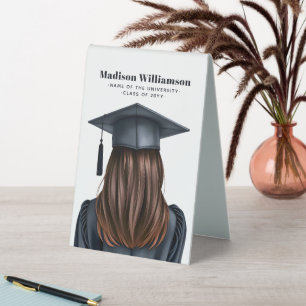 Personalized Modern Graduation Female Graduate Table Tent