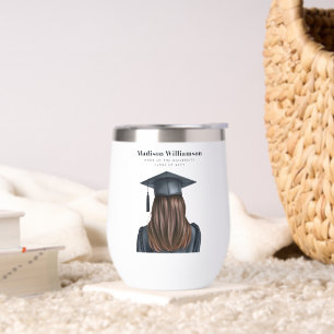 Personalized Modern Graduation Female Graduate Thermal Wine Tumbler