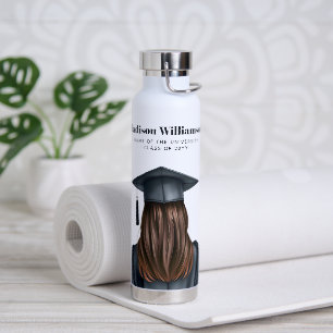 Personalized Modern Graduation Female Graduate Water Bottle