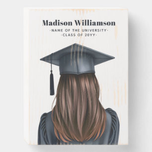 Personalized Modern Graduation Female Graduate Wooden Box Sign