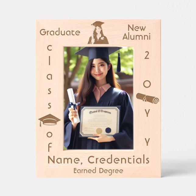 Personalized Modern Graduation Photo Cap, Diploma Engraved Frames (Personalized graduation cap and diploma photo frame)