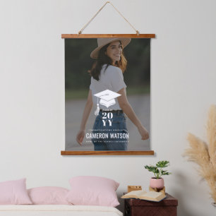 Personalized Modern Graduation Photo Grad Hat  Hanging Tapestry