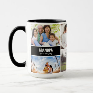 Personalized modern Grandpa Photo Collage text  Mug