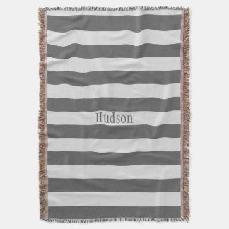 Personalized Modern Gray and White Striped Pattern Throw Blanket