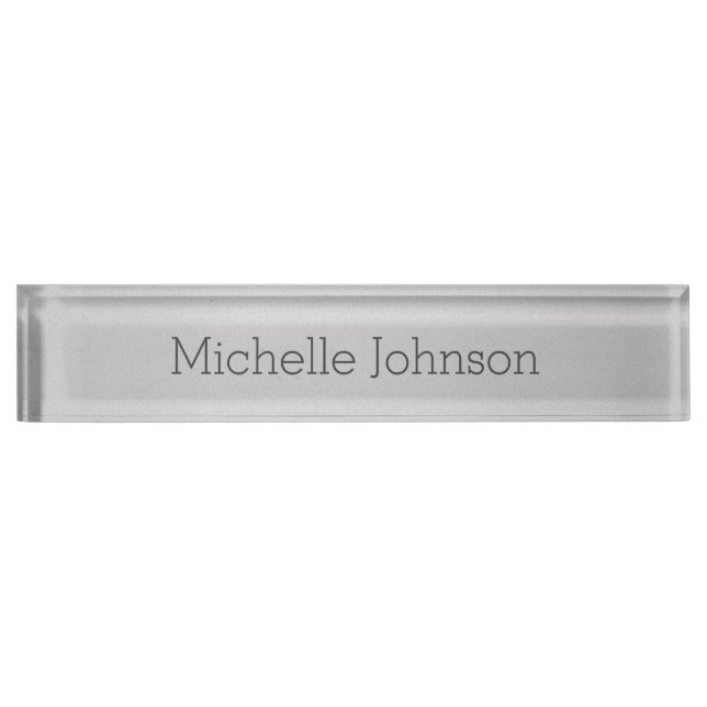 Personalized Modern Gray Grainy Texture Desk Name Plate (Front)