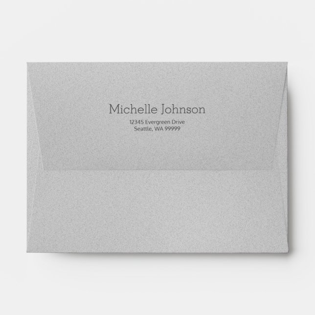 Personalized Modern Gray Grainy Texture Envelope (Back (Top Flap))
