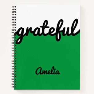 Personalized Modern Green Black and White Notebook