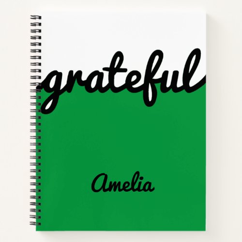 Personalized Modern Green Black and White Notebook