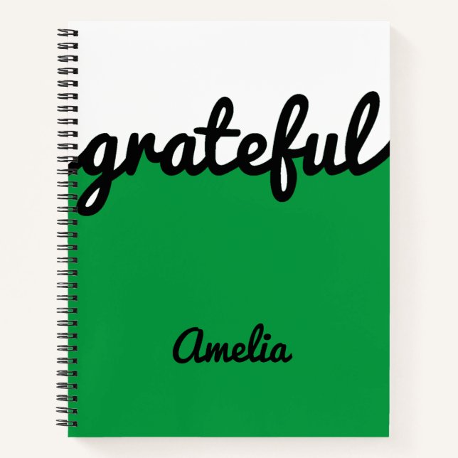 Personalized Modern Green Black and White Notebook (Front)