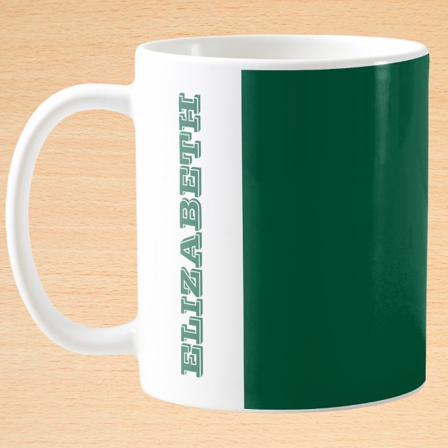 Personalized Modern Green Block Name Coffee Mug (Creator Uploaded)