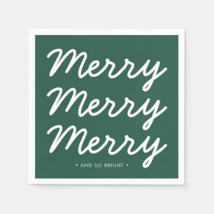 Personalized Modern Green Christmas Napkins