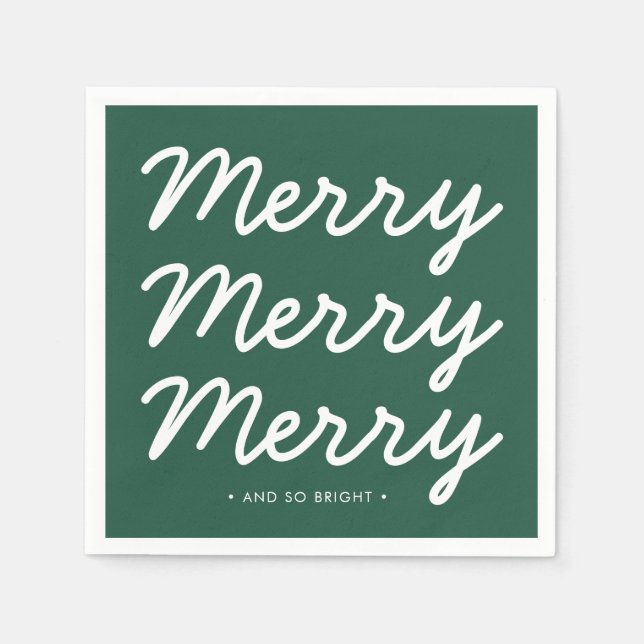 Personalized Modern Green Christmas  Napkins (Front)