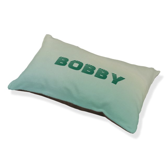 Personalized Modern Green Dog`s Name  Pet Bed (Angled)