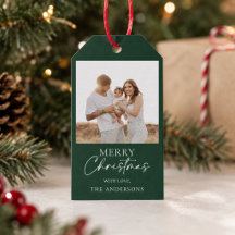 Personalized Modern Green Family Photo Christmas