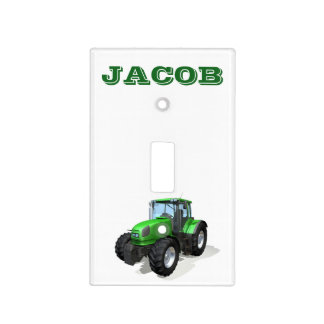 Personalized Modern Green Farm Tractor Light Switch Cover