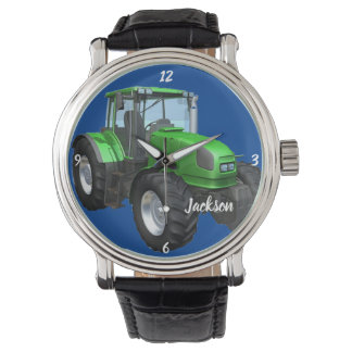 Personalized Modern Green Farm Tractor   Watch