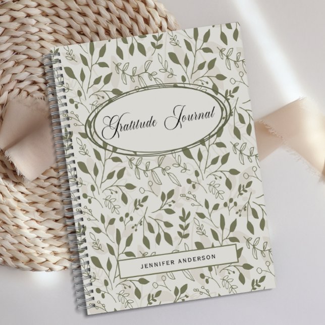 Personalized Modern Green Leaf Gratitude Journal  (Creator Uploaded)
