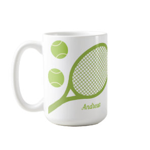 Personalized Modern Green Tennis Ball Racket Coffee Mug